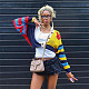 Women's fashion colorful letter knitted button short long-sleeved coat DLS-W24L52789
