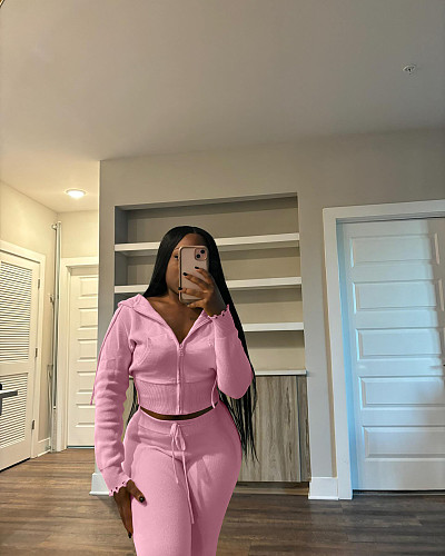 Women Knit Hoodies And Long Pants Casual 2 Pieces Sets NIYA-8186