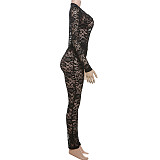 Sexy Deep-V Long Sleeve Bodysuit And Long Pants Women 2 Pieces Set SXE-K24S59671