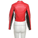 Sexy crop zipper top color contrast embroidery short fashion jacket SXE-K24C56529