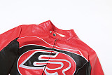 Sexy crop zipper top color contrast embroidery short fashion jacket SXE-K24C56529