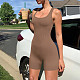 Women Square Collar Straps Bodycon Short Jumpsuit Romper MZ-2827