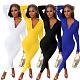 Girls Solid Color Long Sleeve Zipper Slim Jumpsuit MZ-8108