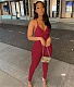 Solid Spaghetti Strap Backless Yoga Fitness Jumpsuit MZ-0279