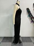 Sexy Lady Patchwork Single Sleeves Wide-leg Jumpsuit 2 Pieces Sets NY-10950