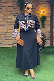 Elegant Ladies Leopard Print Patchwork Tops And Long Skirt 2 Pieces Sets NY-10955
