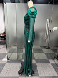 Sexy Ladies Green Sequines Package Hips Long Dresses NY-3355