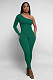 Sexy Oblique Shoulder Solid Color Slim Jumpsuits MZ-2809
