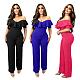 Elegant Solid Ruffle Slash Neck One Piece Jumpsuit MZ-2798