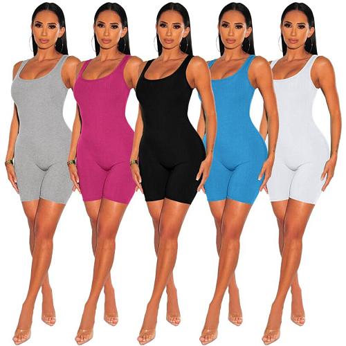 Cotton Solid Color Sleeveless One Piece Rompers MZ-2804