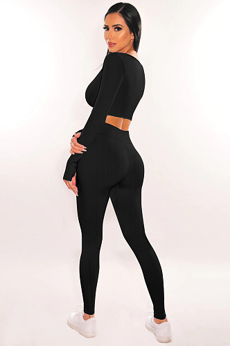 Sports Rib Fabric Square Neck Yoga Set MZ-2822