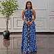 Women Printed Sleeveless Sexy Split Long Dresses NY-10939