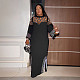 Elegant Ladies Hot Drilling Hollow-out Slit Black Long Dresses NY-3358