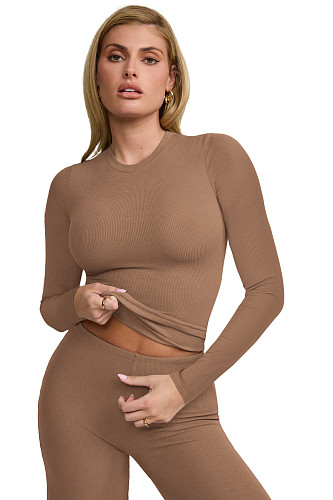 Casual Sets Women Solid Color Tops And Wide-leg Long Pants MZ-2825