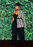 Sexy Lady Patchwork Single Sleeves Wide-leg Jumpsuit 2 Pieces Sets NY-10950