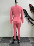 Elegant Lady Solid Color V Neck Strech Two Pieces Pants Sets NY-10913