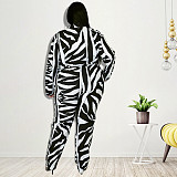 Plus Size Women Print Long Sleeves Turndown Collar Slim Jumpsuit RS-21855