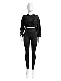 Women Solid Color Long Sleeves Zipper Bodycon Pants Leisure Sets CH-24047