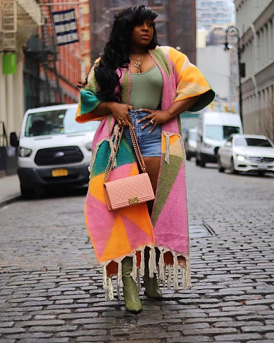 Women's Casual Color Matching Fringe Knitted Coat TR-1291