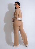 Autumn Winter Knit Cardigan Striped Patchwork Leisure Set (3 sets) CM-8730