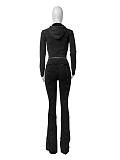 Women Long Sleeves Zipper Hoodies And Flared Pants Casual Sets CH-24063