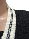 Autumn Winter Knit Cardigan Striped Patchwork Leisure Set (3 sets) CM-8730