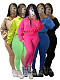 Women Solid Color Long Sleeves Zipper Bodycon Pants Leisure Sets CH-24047