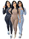 Women Solid Color Long Sleeves Round Neck Tops And Long Pants Casual Sets CH-24043