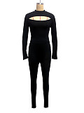 Black Sexy Hollow Out Tops And Tight Pants Women Two Pieces Sets SH-390920