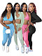 Women Long Sleeves Zipper Solid Color Sporty 3 Pieces Sets CH-24042