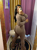 Women Long Sleeves Zipper Hoodies And Flared Pants Casual Sets CH-24063