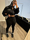 Women Long Sleeves Zipper Solid Color Crop Tops And Long Pants Leisure 2 Pieces Sets CH-24059