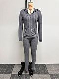 Casual Girls Stripes Zipper Hoodies And Long Pants 2 Pieces Sets NY-10677