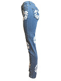 Trendy Girl Stretch Denim Fabric Kapok Printed Jeans CH-23123