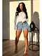 Women Elasticity Detachable Two Wear Jeans CH-88007