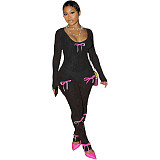 Women Sexy Transparent Lace Long Sleeves Bodycon Jumpsuit TK-6315