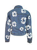 Leisure Women Printed Denim Buttons Tops Jackets CH-88005
