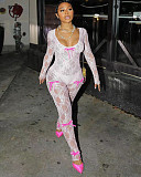 Women Sexy Transparent Lace Long Sleeves Bodycon Jumpsuit TK-6315