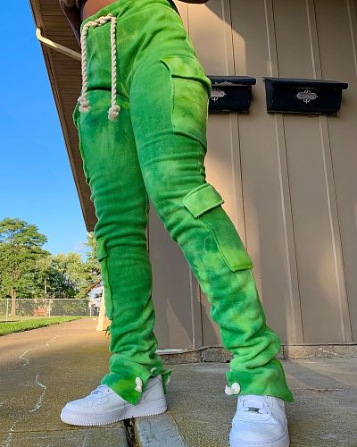 Double-faced Fleece Printed Multi-pocket High Stretch Rope Overalls CH-8155