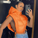 Zip Up Hooded Crop Puffer Vest Jackets ZS-0443