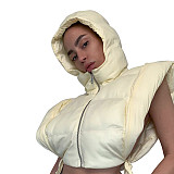 Zip Up Hooded Crop Puffer Vest Jackets ZS-0443