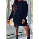 Hot Sale Long Sleeve O-Neck Solid Color Pockets Splice Dress CN-0071