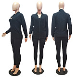 Autumn Solid Color Jacket Vest Trousers Yoga Three-piece Set CN-0051