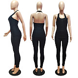 Autumn Solid Color Jacket Vest Trousers Yoga Three-piece Set CN-0051