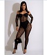 Mesh See Through Halter Jumpsuit With Gloves CN-0175
