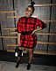 Winter Plaid Print Sweater Covered Hip Skirt Two-piece Set ZS-078