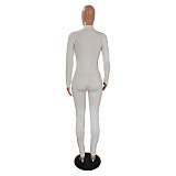 Zipper Front Long Sleeve Fitness Jumpsuit CN-00161