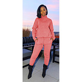 Women Turtleneck Long Sleeve Top leggings Matching Set CN-0070