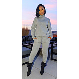 Women Turtleneck Long Sleeve Top leggings Matching Set CN-0070