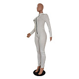 Zipper Front Long Sleeve Fitness Jumpsuit CN-00161